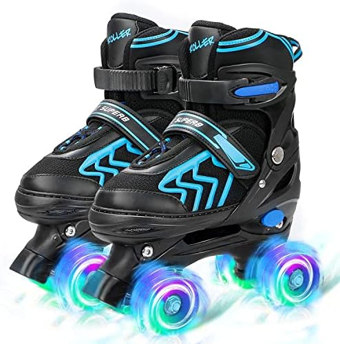 Szhzs Crianças ajustáveis ​​para crianças patins com rodas iluminadas para meninos meninas iniciantes para esportes