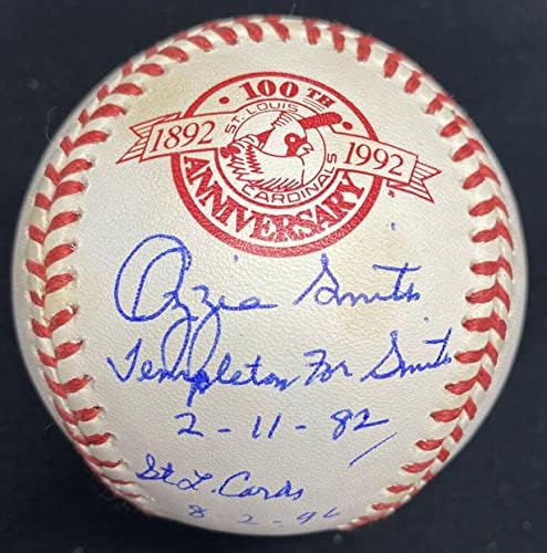 Ozzie Smith STL CARTS SIGNUTEND 100º LOGO DE BASEBOL MLB FANATICOS DE BASEBALL MLB - MLB Cartões de beisebol autografados