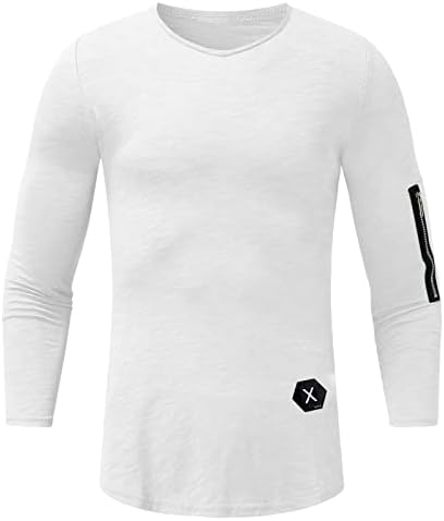 Xxzy masculino de camiseta esportiva casual masculina O-pescoço O-Glob Slub Slub Slub de manga longa Camisas de vestido para