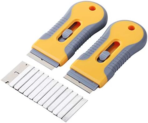 Raspador de lâmina Bates-Razor, 2 pacote, raspador de barbear com 30 lâminas extras, raspador de barbear, raspador de janelas, ferramenta raspadora, raspador de vidro, lâminas raspadoras, raspador de lâmina, lâmina de barbear retrátil.