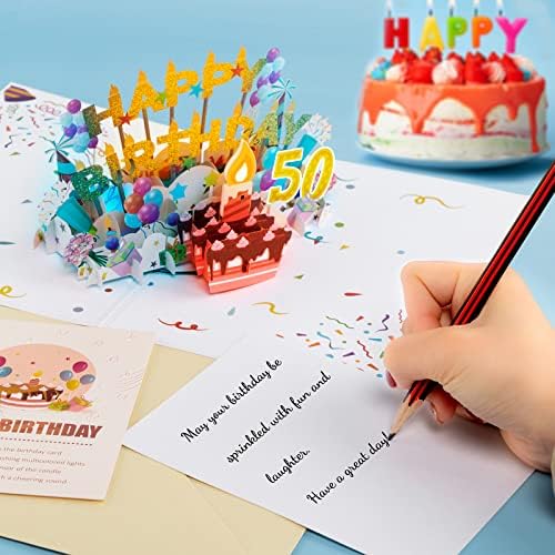 50º cartão de aniversário musical com vela leve e soprável, cartão de aniversário pop -up para homens de 50 anos, fêmea, aplausos e efeito sonoro - cartão de felicitações exclusivo 50 Bday Gift Ideas para mamãe pai