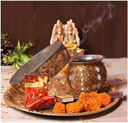 Diwali arti puja karvachauth thali cum thali/pooja thali, 01 set- Desgin 3
