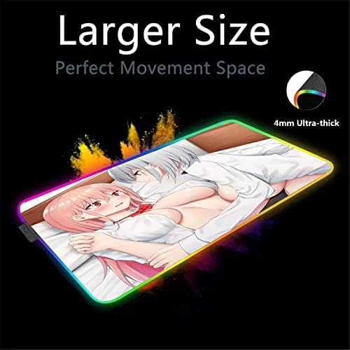 Sexy Anime Girl RGB Mouse Pad Gaming Mouse Pad Gamer Games Gaming Mouse Pad LED Backlight XXL Teclado Pad Mat Mat Butt