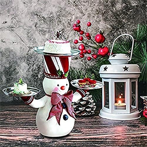 Durachilo Christmas Snowman Treats titular, resina de resina pintada à mão Trelas de boneco de neve, para jantar