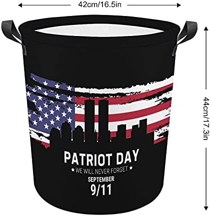 11 de setembro Lembre -se, nunca esqueça o cesto de lavanderia de pano oxford com alças de armazenamento para o organizador de