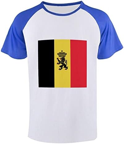 Crachá de bandeira belga camisetas de manga curta masculinas raglan tamis tampos de beisebol de algodão