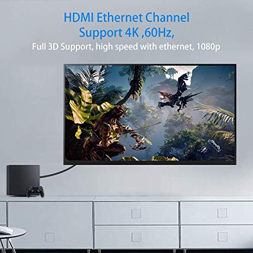 Cabo Poyiccot HDMI 2.0 2 pés, 4k a 60Hz HDMI para cabo HDMI, cabo HDMI de 90 graus de cabo masculino para macho 18 Gbps HDMI 2,0