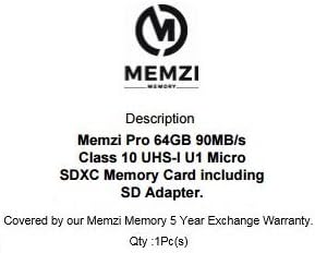 MEMZI PRO 64GB CLASS 10 90MB/S MICRO SDXC CARTÃO COM ADAPTADOR SD PARA MOTOROLA MOO G5, G5 PLUS, G4 PLAY, G4 Plus, telefone