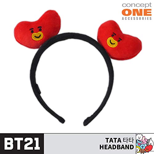 Conceito One BT21 Friends 3D Bandada de cabeça para mulheres bordadas, preto/vermelho, tamanho único