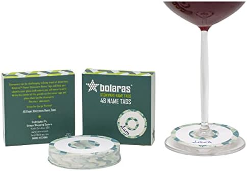Bolaras Stemware Drink Nome Tags para copos de vinho, flautas de champanhe ou coquetéis, marcadores de identificação de