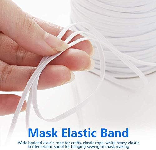 Tbgstar 1/4 polegada de elástica corda para máscaras de costura - cordão elástico branco corda de malha de estiramento pesado
