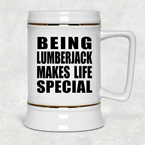 Designsify Ser Lumberjack torna a vida especial, 22oz de cerveja de cerveja de cerâmica caneca com alça para freezer, presentes