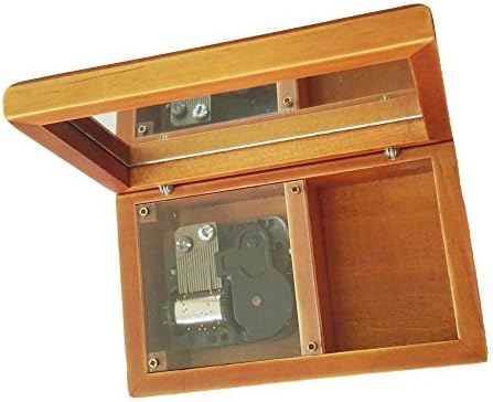 Fnly 18 Note Caixa musical de madeira de corda antiga com movimento de placas de prata, caixa de música de memória
