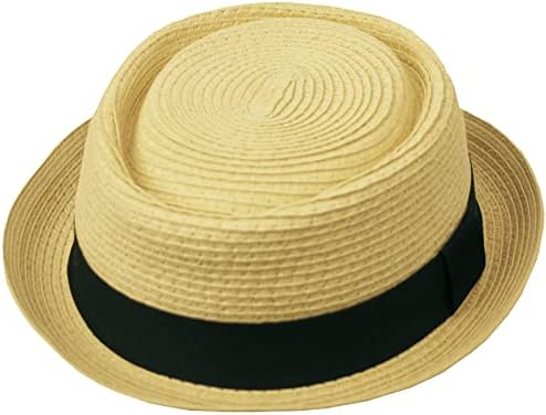 Fanche de palha de palha de verão masculino Derby Fedora Upturn Brim Hat