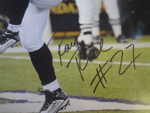 Ray Rice autografou a foto 11x14 com prova, imagem da assinatura de raio para nós, PSA/DNA autenticado, campeão do Super Bowl