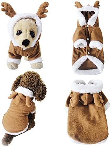 YOption Puppy Dog Cat Christmas Rena Trajes, vestido engraçado de cosplay de animais de estimação, roupas de casaco com capuz