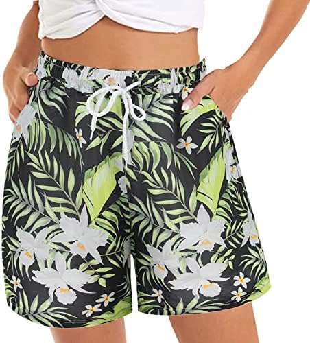 Shorts femininos para lounge casual de verão shorts de praia sólida com cintura larga de tênis de tênis de tênis de tênis ioga