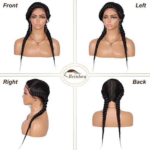 Brinbea 24 Frente de renda Holandesa perucas trançadas para mulheres negras trançadas de cornrow perucas com cabelos com