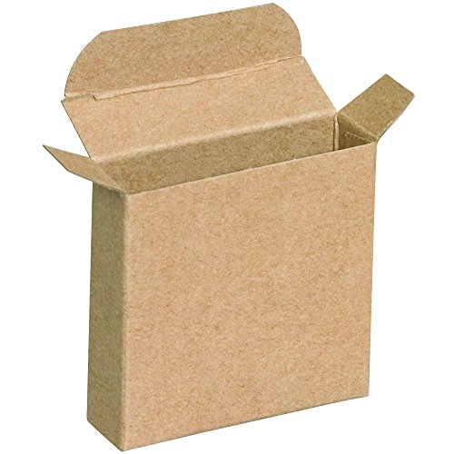 Caixas de presente dobráveis ​​da Aviditi Kraft Brown, 3 x 1 5/16 x 3 , pacote de 1000, fácil de montar a caixa de dobra reversa,