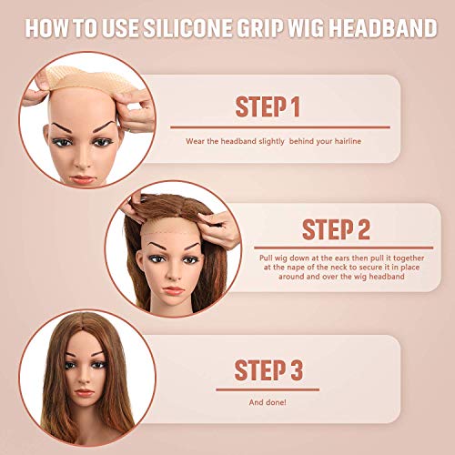 2 peças Silicone Wig Fix do Silicone Fix Non Slip Wig Bands Banda de Grip sem costura Banda de Grip Strong for Men Women Sports