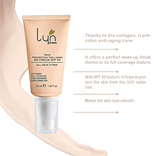 Lyn Skincare BB Cream 50ml-hidratante natural colorido com fsf 50, colágeno e fórmula sem paraben