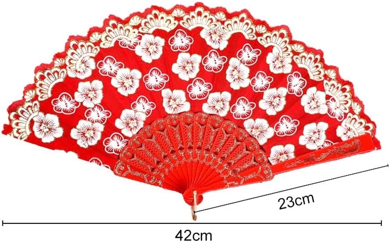 Slynssw Fan Fan Fan Floral Lace Ball Fã Hot Gold Fan Dancing Props Home Decoration