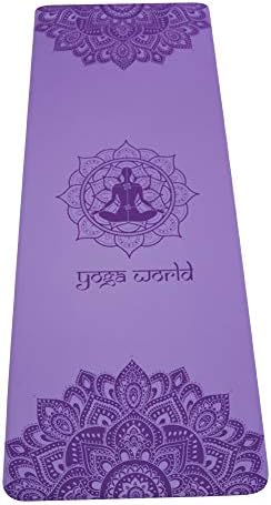 Yoga World Mandala Yoga Mat - Limbo de borracha TPE não deslizante e anti -skid - Equipamento de exercício macio, espesso