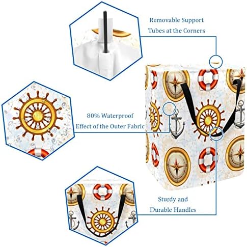 Ferramentas náuticas Imprima cesto de lavanderia dobrável, cestas de lavanderia à prova d'água de 60l de lavagem de roupas de roupas