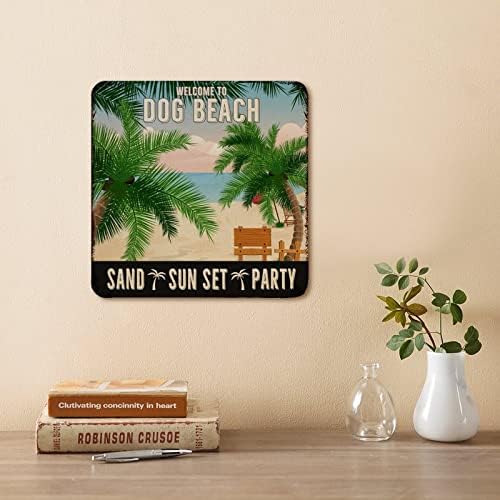 Funny Dog Metal Sign Plate Welcome to Dog Beach Sand Sunset Party Festa angustiada Cão de boas -vindas Sinal de boas -vindas Vintage