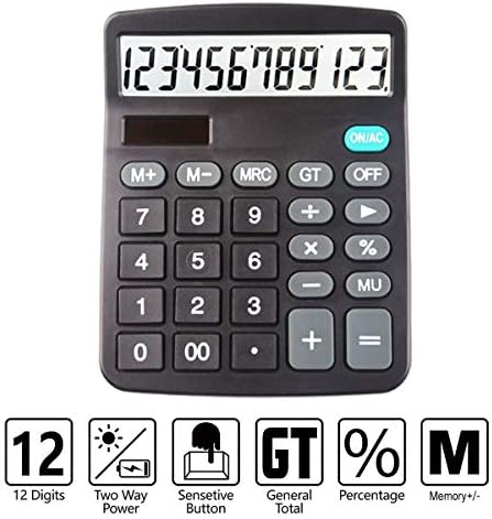 5 calculadoras de embalagem grande visor grande para mesa, calculadora solar, calculadora básica de 12 dígitos de botão
