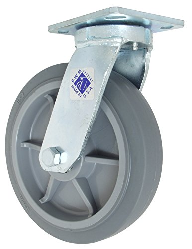 RWM Casters 47 Série Plate Caster, giro, sem kingpin, roda de borracha TPR, rolamento de rolos, capacidade de 600 lbs, diâmetro