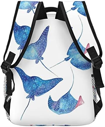 Animais marinhos Ewmar arraias de envasas impressas Backpack Casual Mackp/leve Backpack de viagens de viagem para aluno Backpack/7.8x11.4x15.7