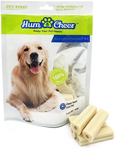 Hum & Cheer Premium Dog Treats, Rice & Beef Stix para Chews Dental Dog, Snack de Treinamento, 3,53 oz/Pequeno