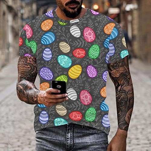 2023 New Mens Páscoa Moda Casual Digital 3D Camiseta impressa com pescoço redondo e mangas curtas Esportes de verão