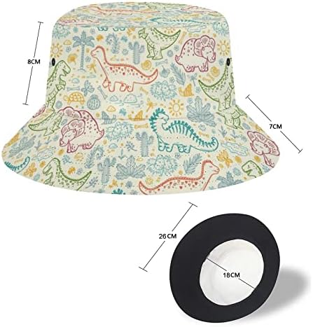Vajriputra fofa pequeno dinossauro chapéus de verão para mulheres, homens, chapéu de balde Sun Viagem de praia ao ar livre