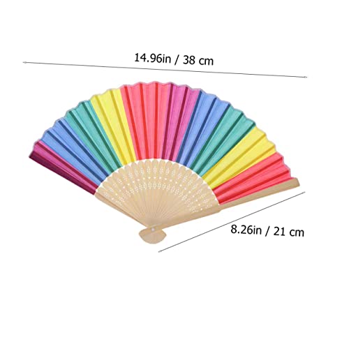 Toyandona 4pcs Rainbow Bone Fan Hand Hold Fans Kids Kids Rainbow Fan Creative Dobring Fanf Kids Fan Dobing Fan Phot Prop Aps