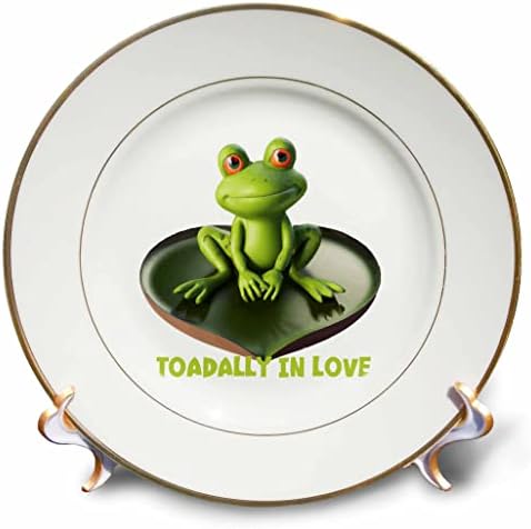 3drose toadly in Love Frog fofo sentado em lírio em forma de coração - pratos