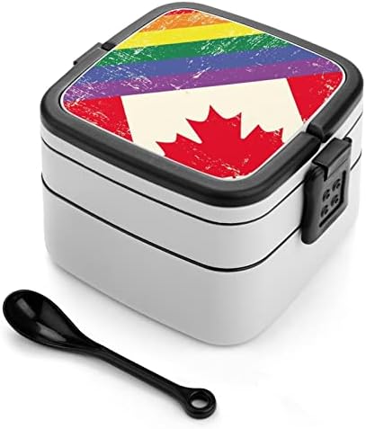 Rainbow Gay e Canadá Bandeira Bento Box Dupa Camada Dupla All-In-One Compurador de Almoço Combine