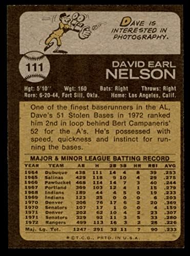 1973 Topps 111 Dave Nelson Texas Rangers Ex/MT Rangers