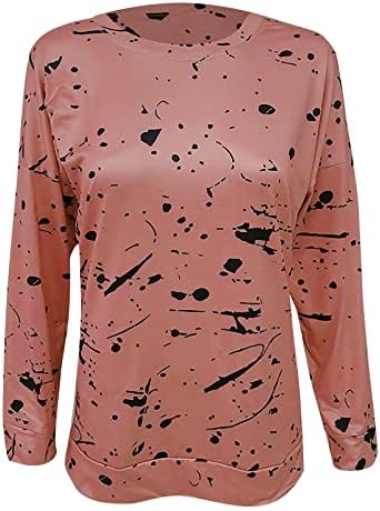 Womens Summer tops casual manga longa camisas fofas camisetas de enxectar a tripulação moletons de mola de mola