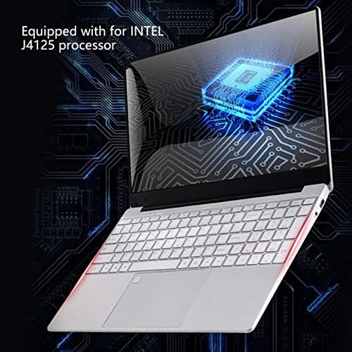 Laptop Ultra Thin para Intel J4125, 15,6in PC de notebook portátil de 8 GB para Win 11, teclado de impressão digital, teclado de