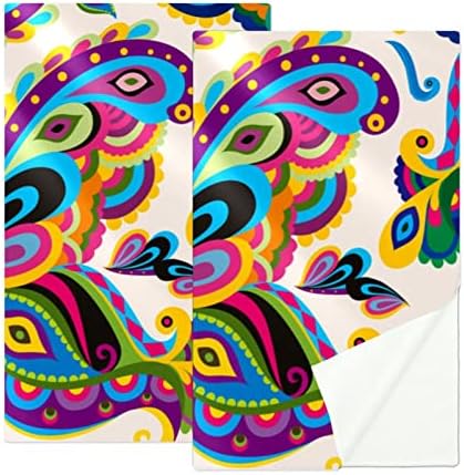 Toalhas de ginástica de microfibra Woshjiuk 2 embalagem, estilo étnico colorido de borboleta, toalha de resfriamento de toalha