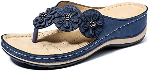 Flipers XIPCOKM PARA MULHERES MODATE FLOR FLOR FLOR WADGE Sandals Summer Summer Suporte Slides Ortopédico Sandálias