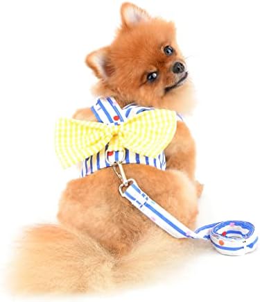 Smalllee_lucky_store Pet Pet-Plaid Bow Listrado Princess Harness Vis