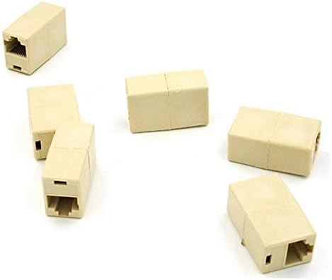 UKD PULABO 1PCS RJ45 JACK EM LINHA CAPLER CAT7 CAT6 CAT5 8P8C PACTO DE PACTO DE CABO CONECTOR DE CABO FEMAN TO FEMANHO BRANCO