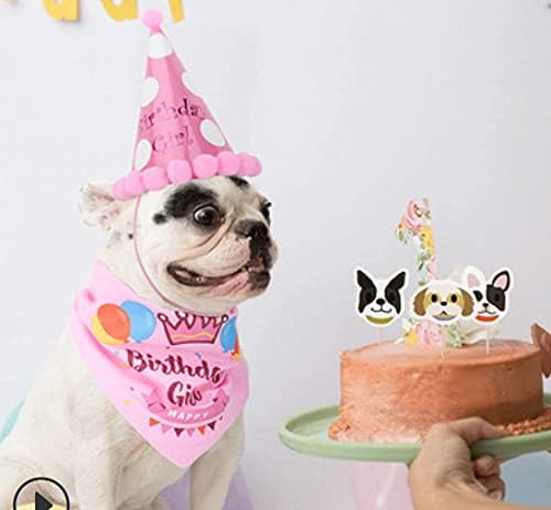 Cachorro de aniversário lenços de bandana com fofos suprimentos de chapéu de festa de aniversário de cachorro