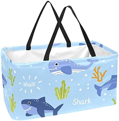 Shopping reutilizável Breca azul tubarões portáteis Picnic Grocery Bags