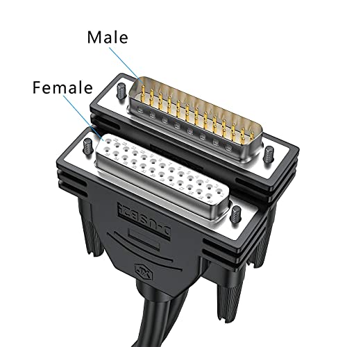 Juxinice DB25 Cabo masculino a macho 6 pés, 26awg fios de cobre enlatados, protegidos duplos com papel alumínio e trança de metal,