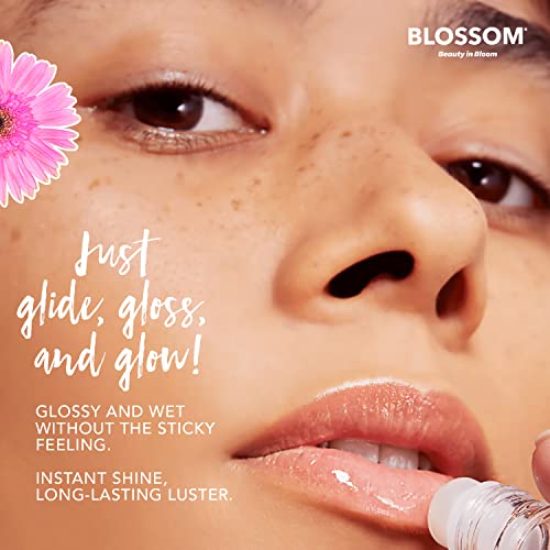 Blossom Scent Roll on Lip Gloss, infundido com flores reais, feitas nos EUA, 0,40 fl oz, 2 pacote, pêssego/morango