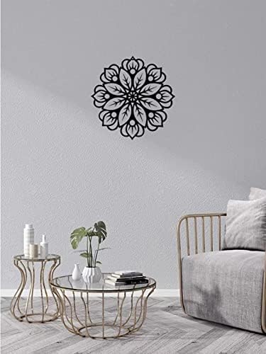 Resaco Metal Mandala Decoração de parede de flor preto Arte da parede de flores 11,8 polegadas Mandala Flor Wall Decoração de parede